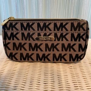 Michael Kors Black and Beige Logo Pouch